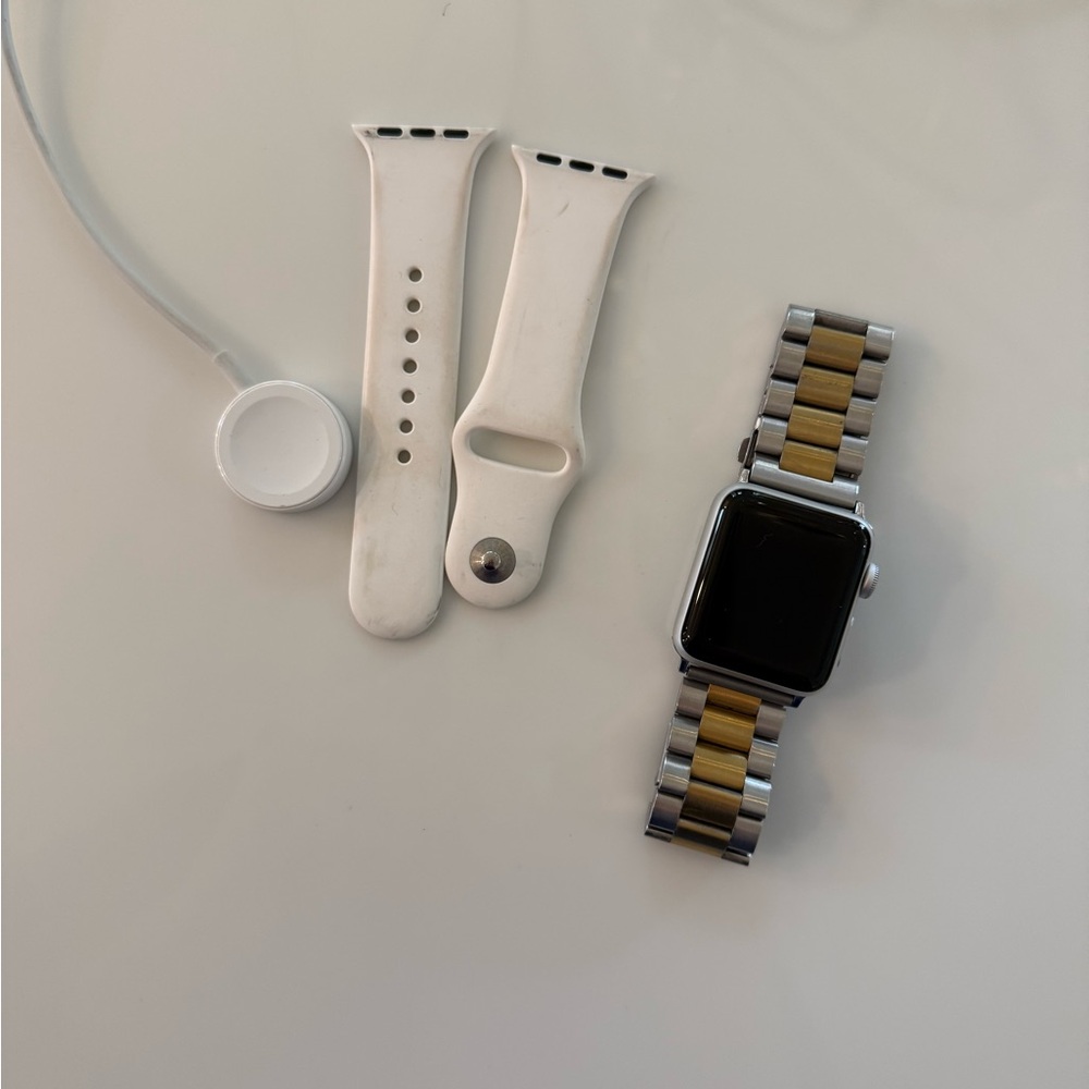 Apple Watch with Silver and Gold Band